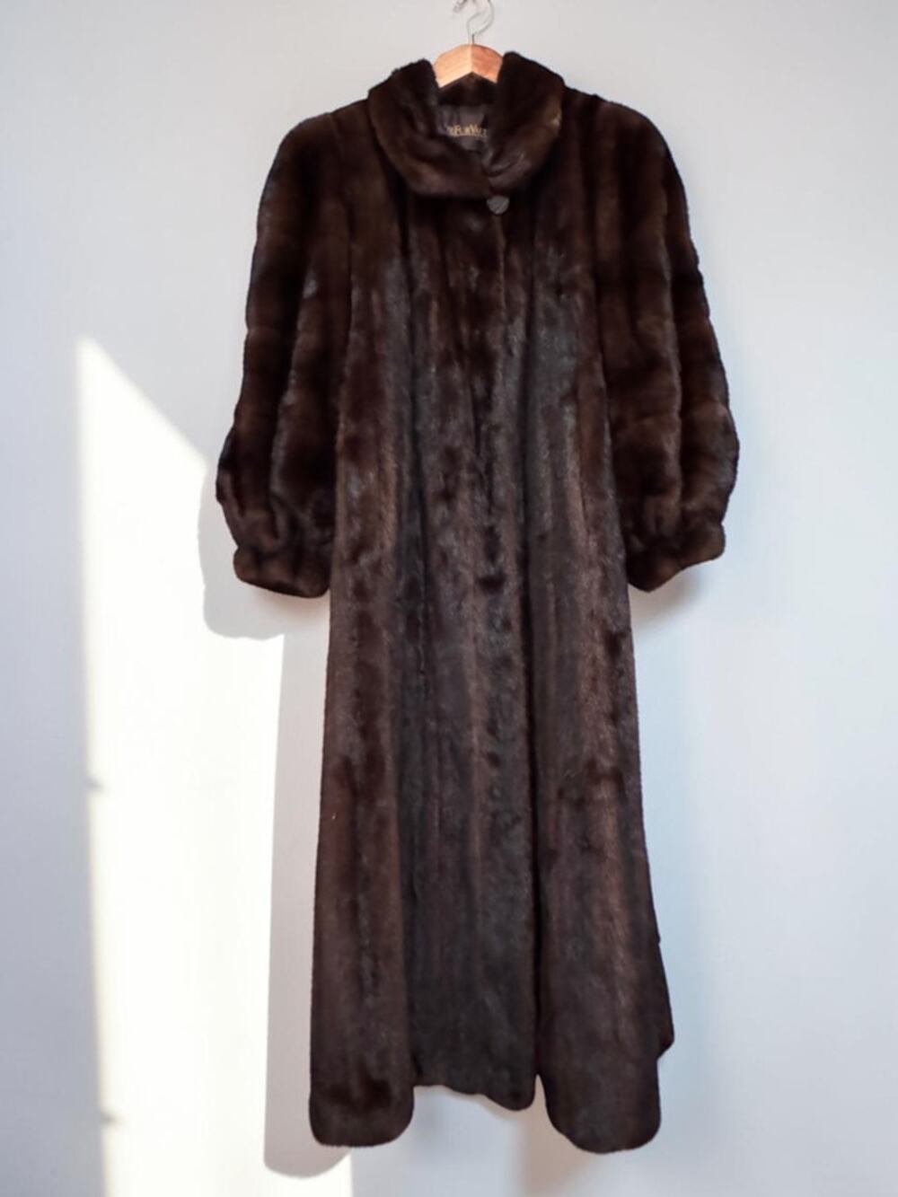 Vintage Macy's Fur Vault Full Length Long Mink Coat Mahogany Up to Large
